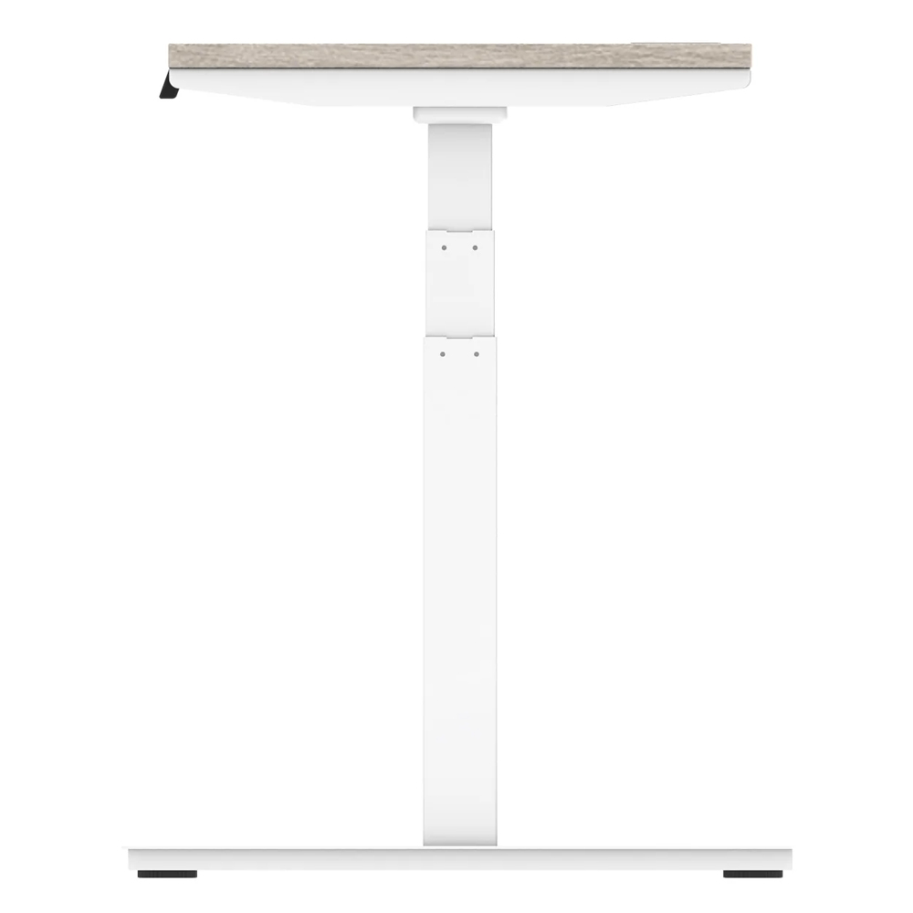 Troy 160cm Wooden Adjustable Laptop Desk White Legs In Grey Oak