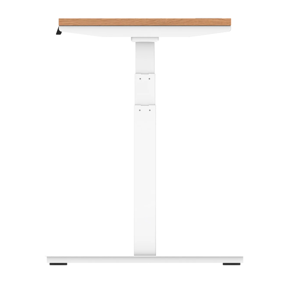 Troy 160cm Wooden Adjustable Laptop Desk With White Legs In Oak