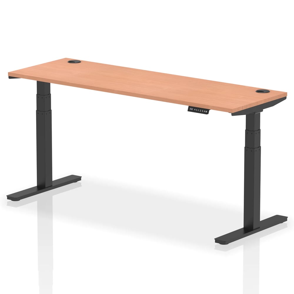 Troy 180cm Wooden Adjustable Laptop Desk With Black Legs In Beech