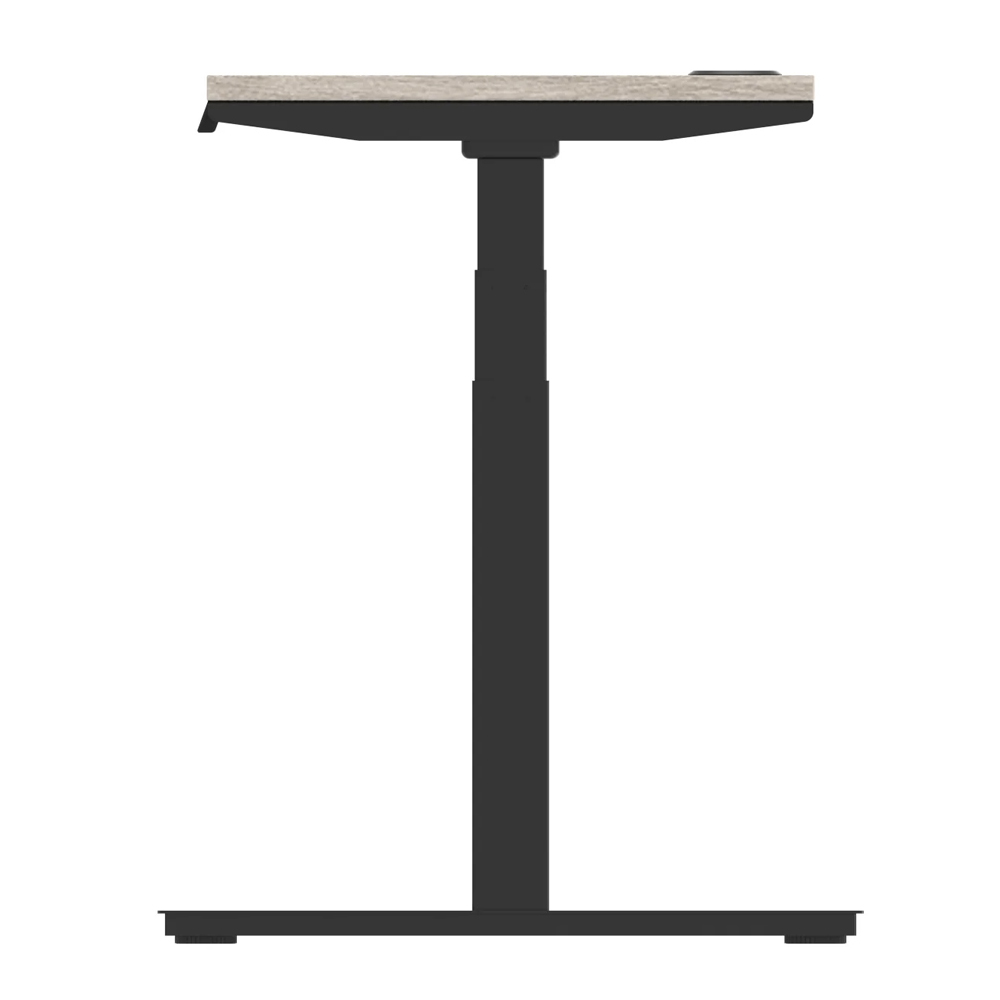 Troy 180cm Wooden Adjustable Laptop Desk With Black Legs In Grey Oak