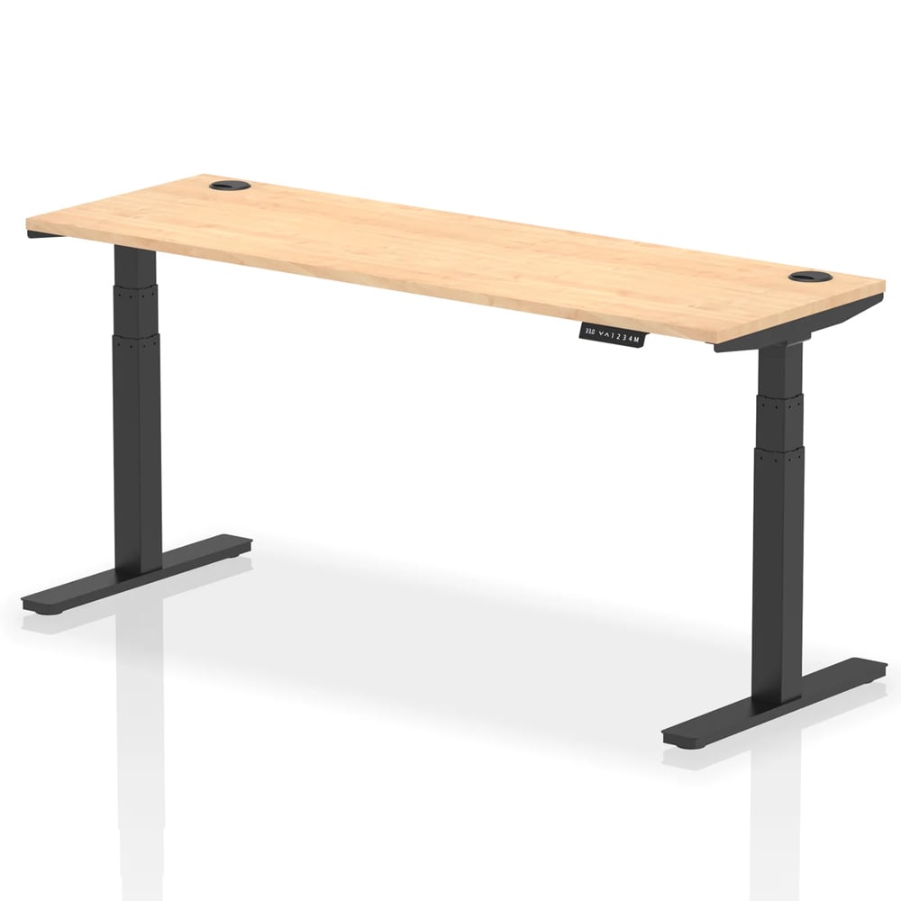 Troy 180cm Wooden Adjustable Laptop Desk With Black Legs In Maple