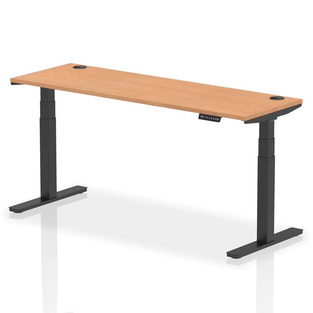 Troy 180cm Wooden Adjustable Laptop Desk With Black Legs In Oak