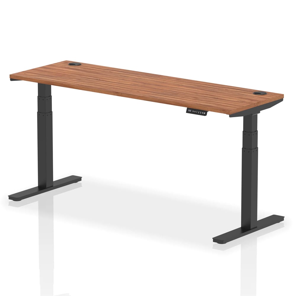 Troy 180cm Wooden Adjustable Laptop Desk With Black Legs In Walnut