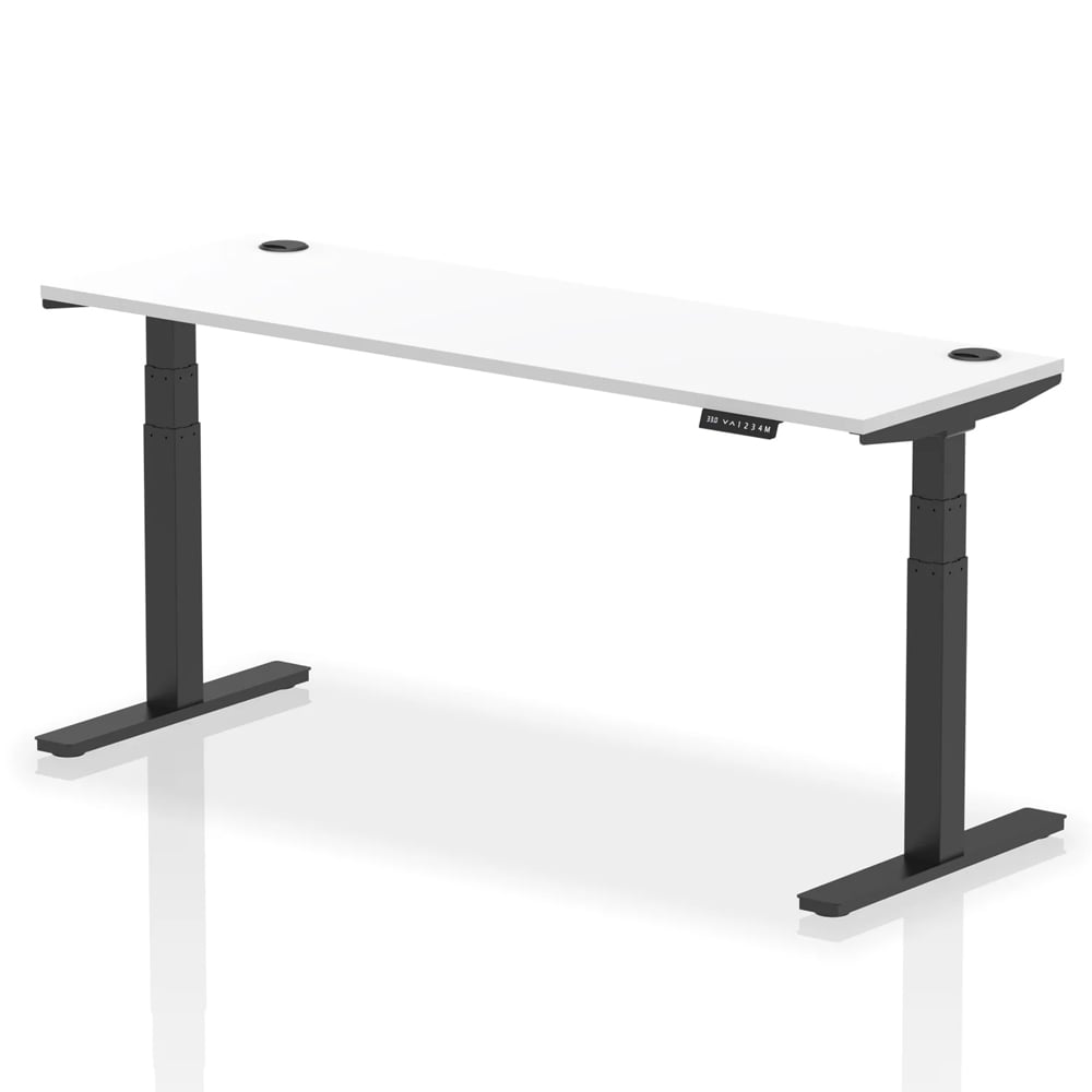 Troy 180cm Wooden Adjustable Laptop Desk With Black Legs In White