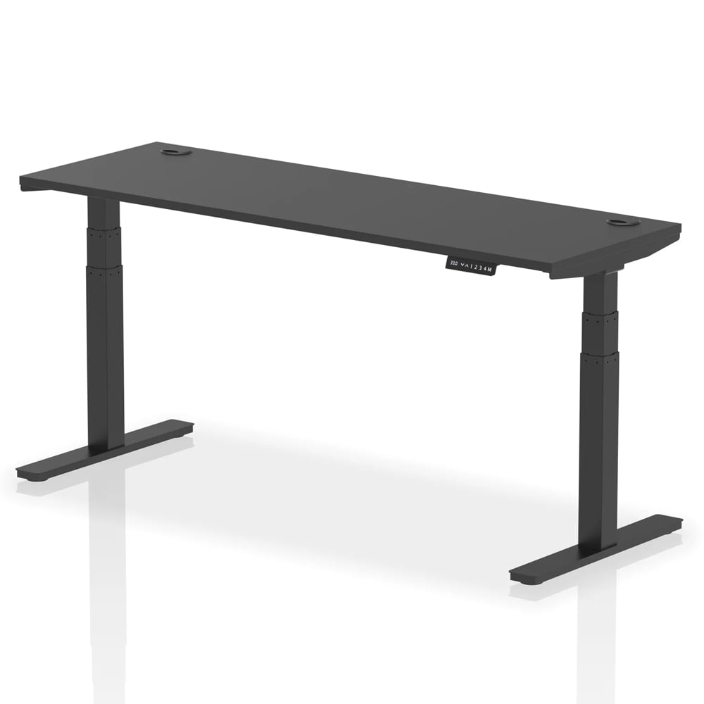 Troy 180cm Wooden Adjustable Laptop Desk With Metal Legs In Black