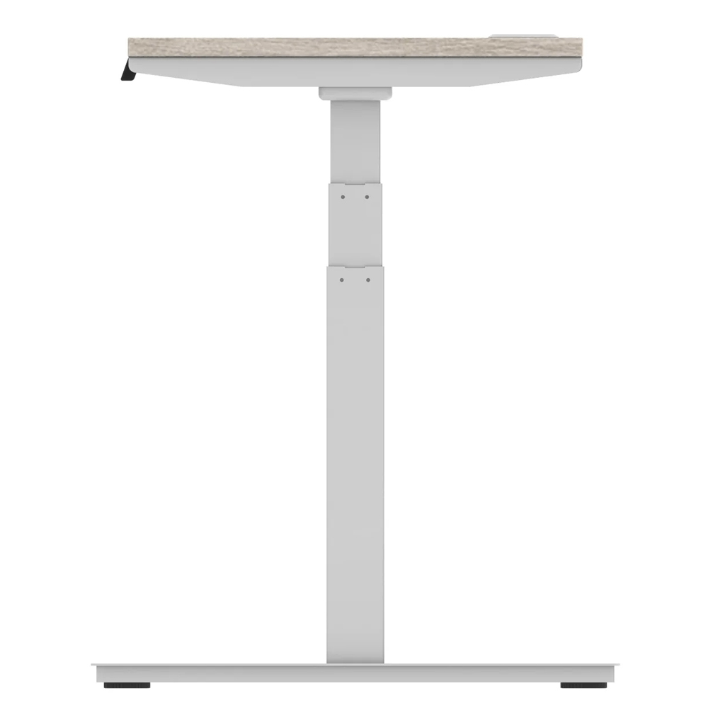 Troy 180cm Wooden Adjustable Laptop Desk Silver Legs In Grey Oak