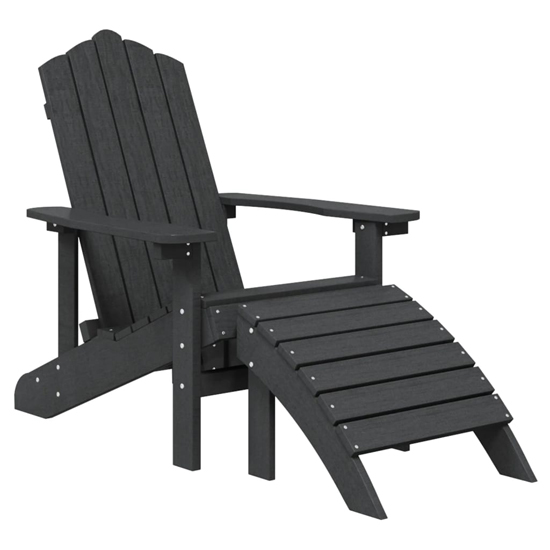 Troy Garden HDPE Anthracite Armchairs With Footstools In Pair