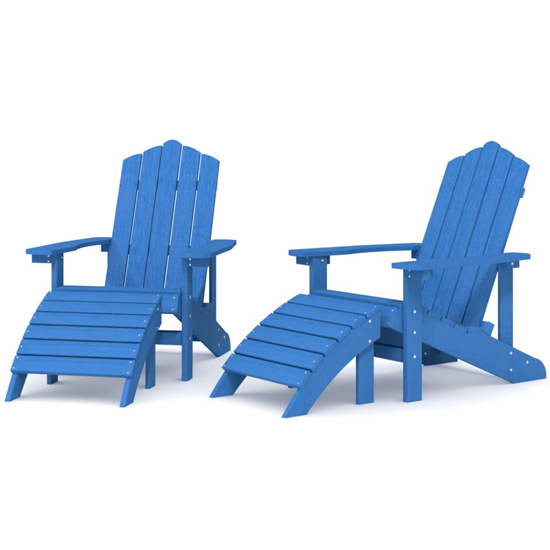 Troy Garden HDPE Aqua Blue Armchairs With Footstools In Pair