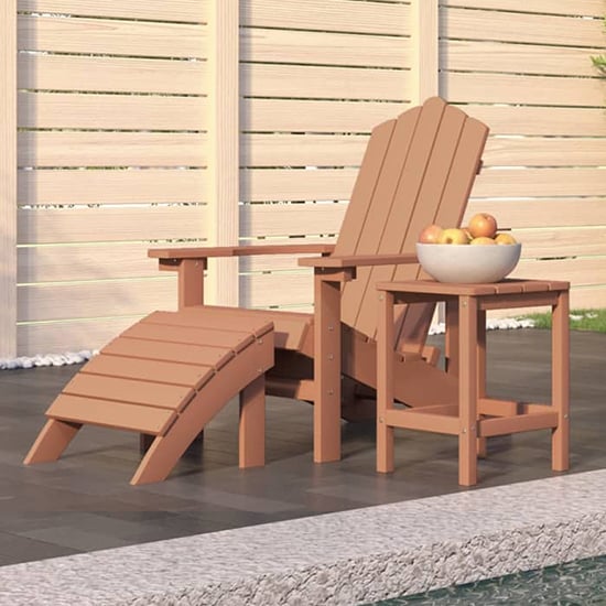 Troy Garden HDPE Armchair With Footstool And Table In Brown