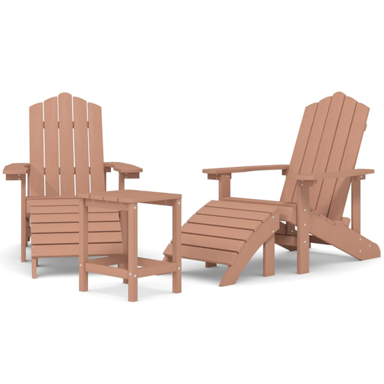 Troy Garden HDPE Armchairs With Footstool And Table In Brown