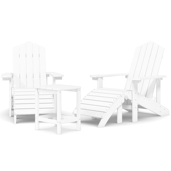 Troy Garden HDPE Armchairs With Footstool And Table In White