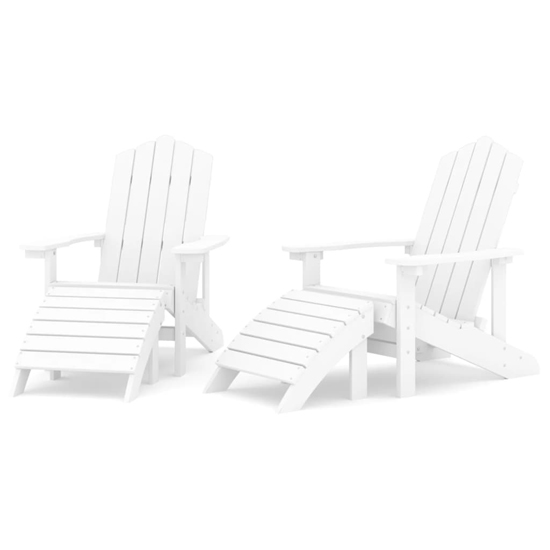 Troy Garden HDPE White Armchairs With Footstools In Pair