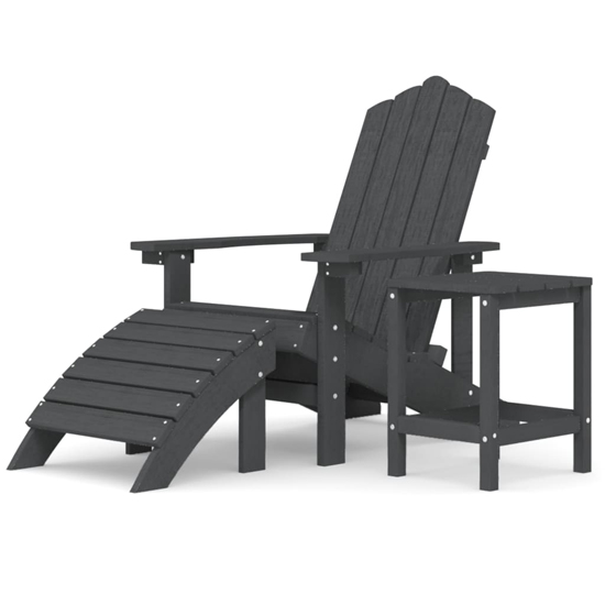 Troy HDPE Armchair With Footstool And Table In Anthracite