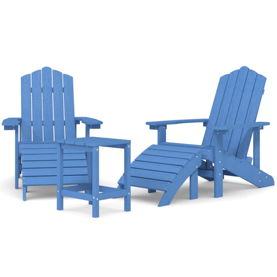 Troy HDPE Armchairs With Footstool And Table In Aqua Blue