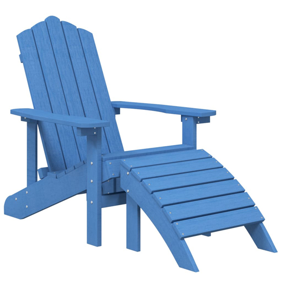 Troy HDPE Armchairs With Footstool And Table In Aqua Blue
