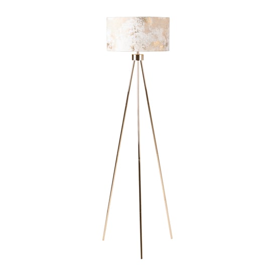 Photo of Troy ivory linen shade gold inside floor lamp with gold tripod