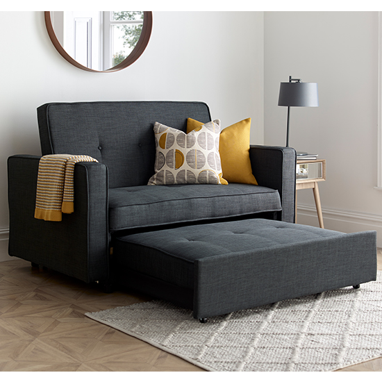 Troy Linen Fabric Fold-Out Sofa Bed In Grey_6