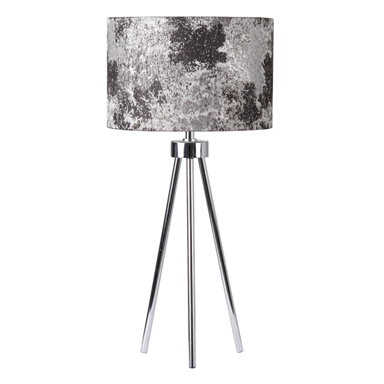 Troy Linen Shade Silver Inside Table Lamp With Chrome Tripod