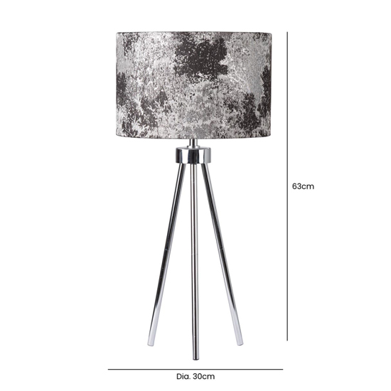 Troy Linen Shade Silver Inside Table Lamp With Chrome Tripod
