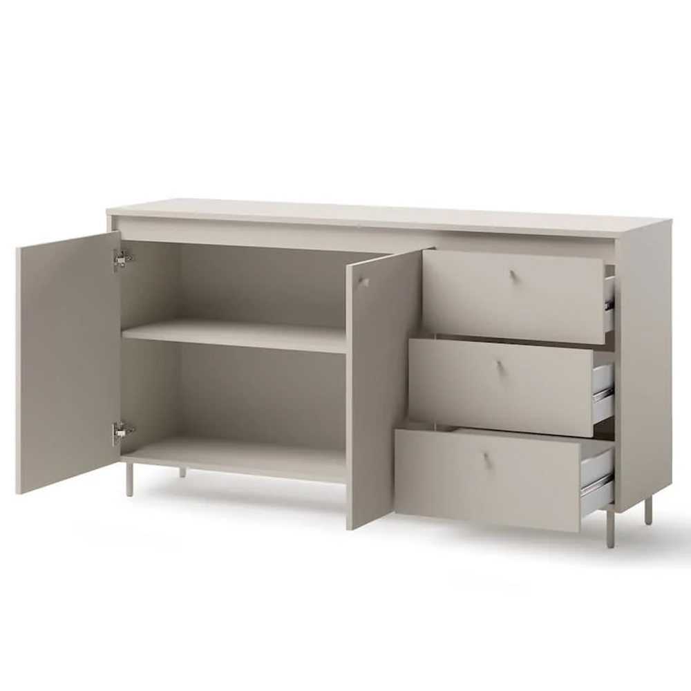 Truckee Wooden Sideboard With 2 Doors 3 Drawers In Cashmere