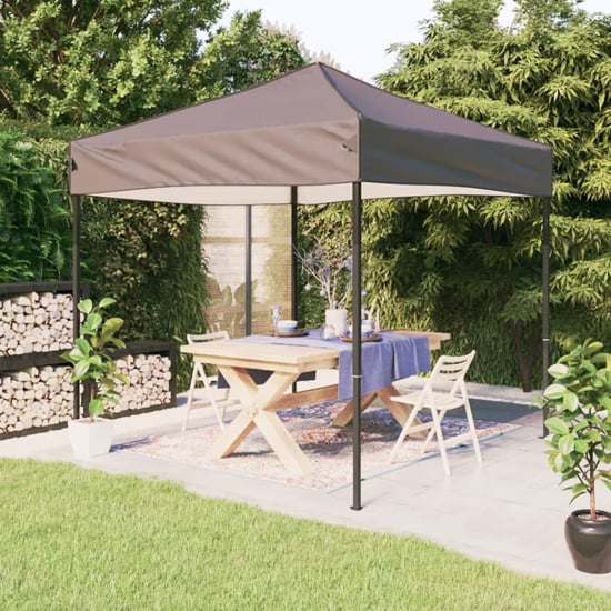 Product photograph of Truett Oxford Fabric 3m X 3m Folding Party Tent In Taupe from Furniture in Fashion