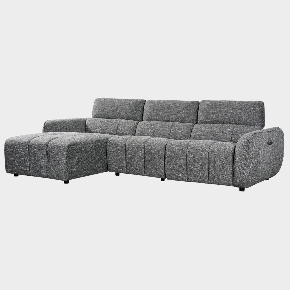 Truro Fabric Left Hand Electric Recliner Corner Sofa In Charcoal