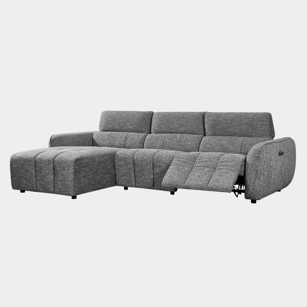 Truro Fabric Left Hand Electric Recliner Corner Sofa In Charcoal