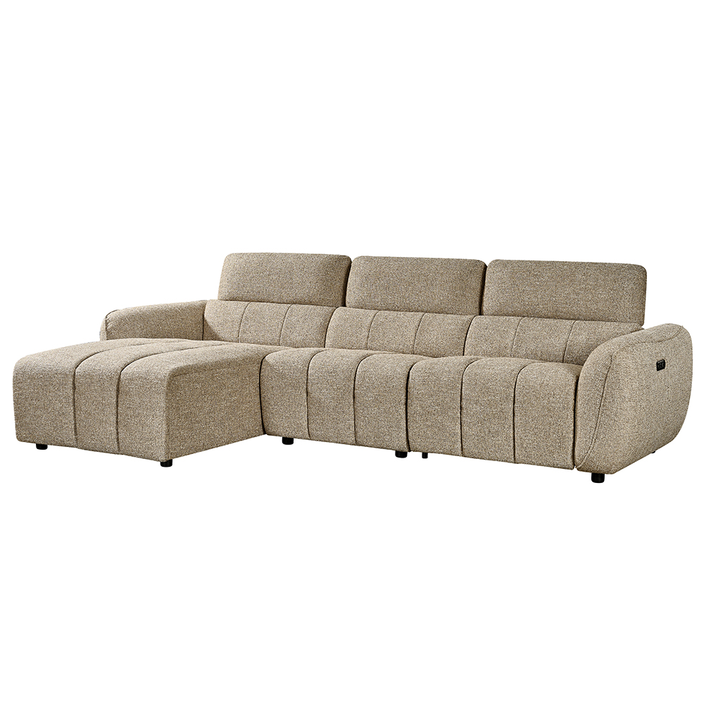 Truro Fabric Left Hand Electric Recliner Corner Sofa In Mocha