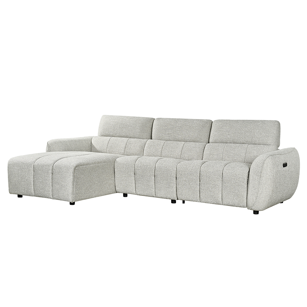 Truro Fabric Left Hand Electric Recliner Corner Sofa In Silver
