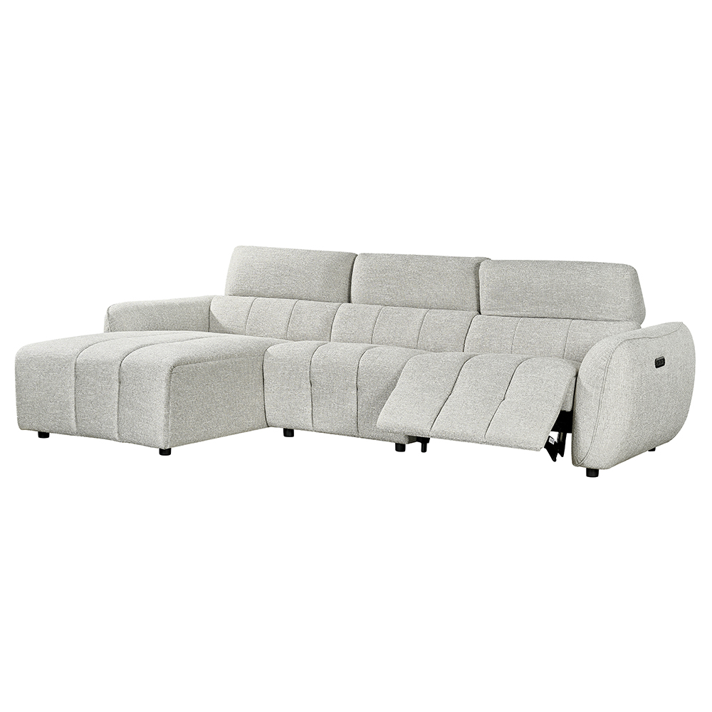 Truro Fabric Left Hand Electric Recliner Corner Sofa In Silver