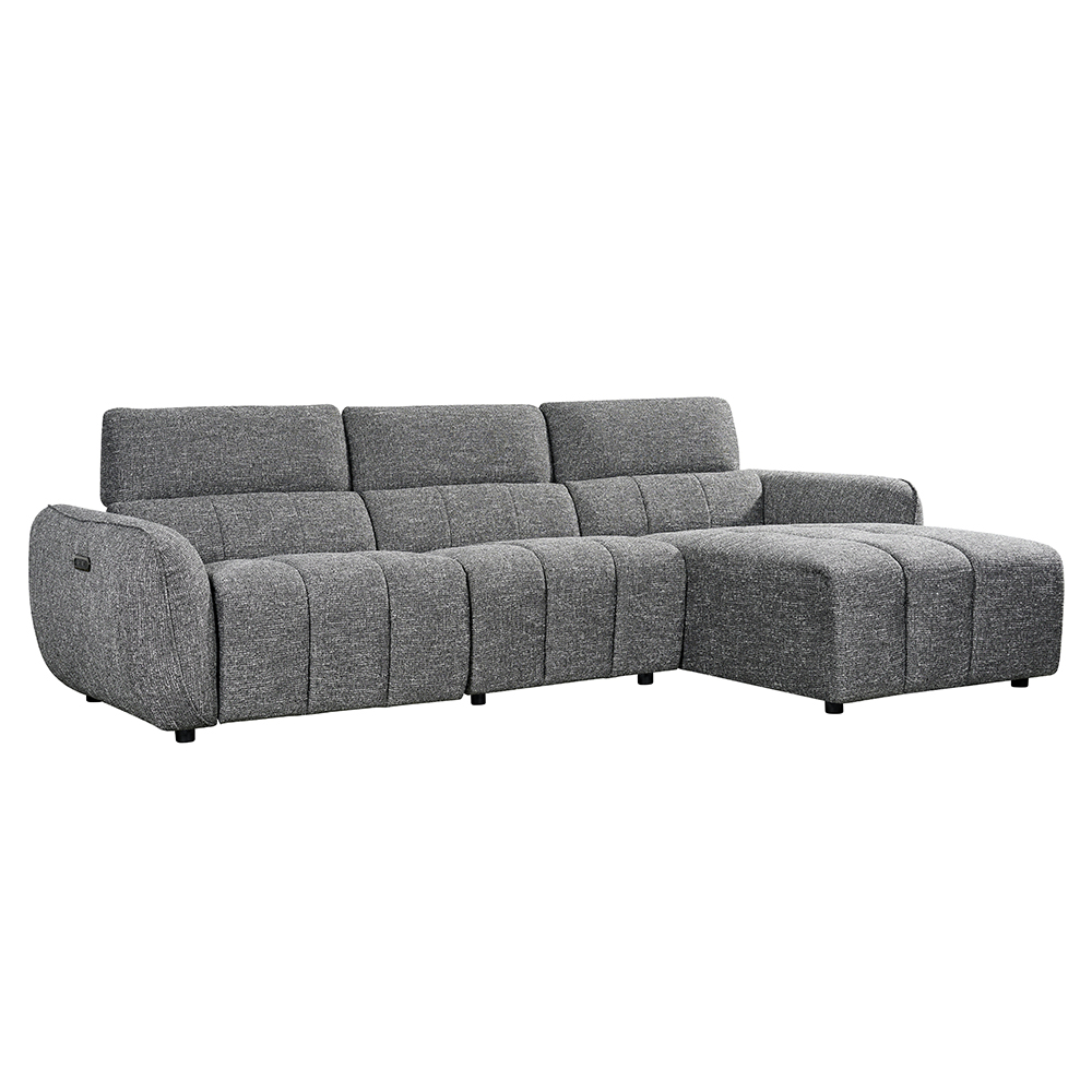 Truro Fabric Right Hand Electric Recliner Corner Sofa In Charcoal
