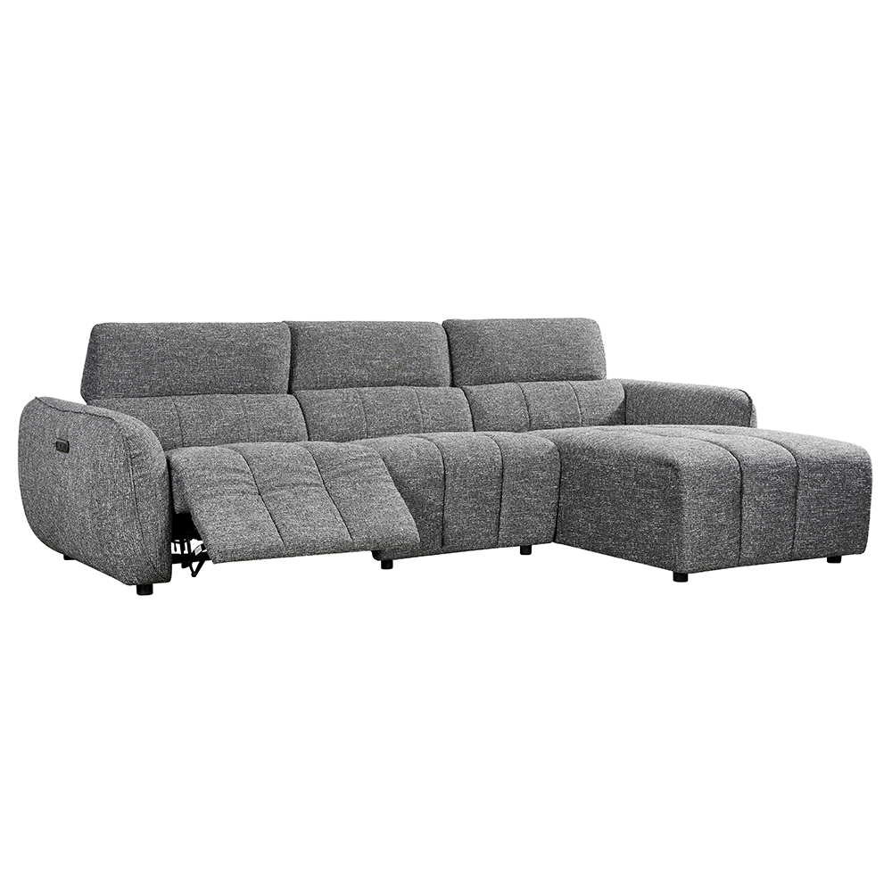 Truro Fabric Right Hand Electric Recliner Corner Sofa In Charcoal