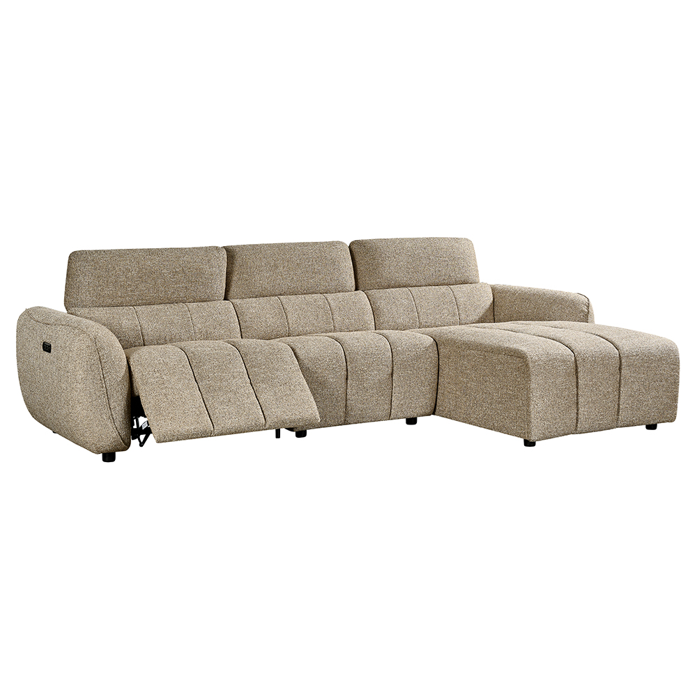 Truro Fabric Right Hand Electric Recliner Corner Sofa In Mocha