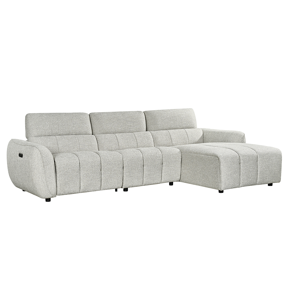 Truro Fabric Right Hand Electric Recliner Corner Sofa In Silver