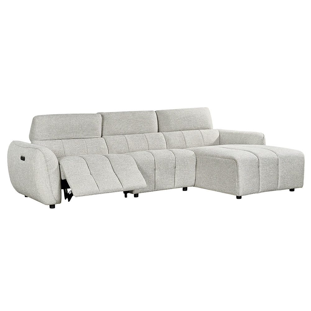 Truro Fabric Right Hand Electric Recliner Corner Sofa In Silver