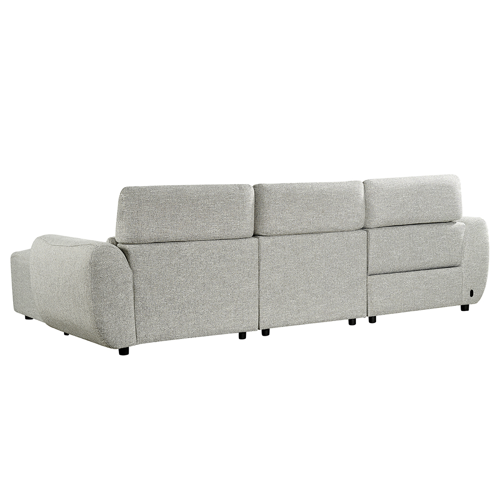 Truro Fabric Right Hand Electric Recliner Corner Sofa In Silver