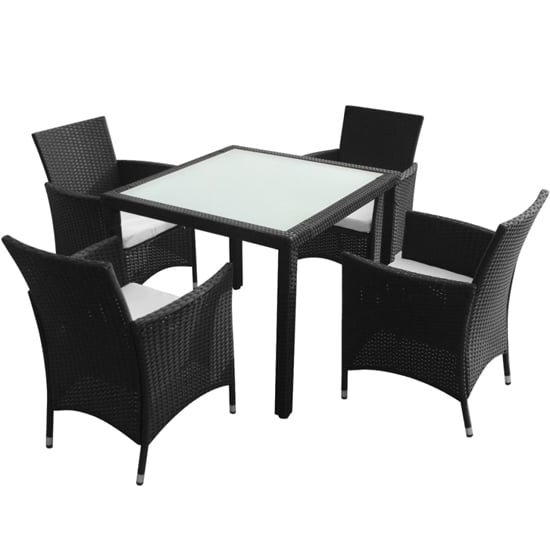 Read more about Truro rattan 5 piece outdoor dining set with cushions in black