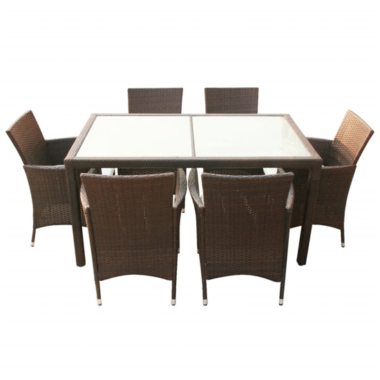 Truro Rattan 7 Piece Outdoor Dining Set with Cushions In Brown