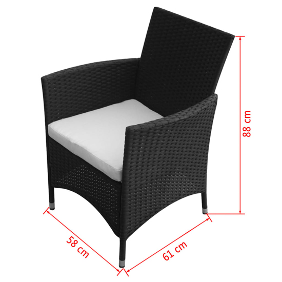 Truro Rattan 9 Piece Outdoor Dining Set with Cushions In Black