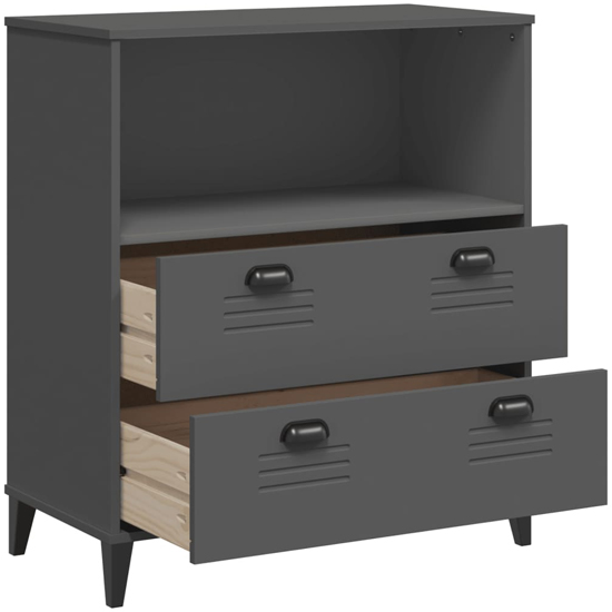 Widnes Wooden Bookcase With 2 Drawers In Anthracite Grey