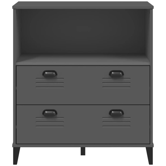 Widnes Wooden Bookcase With 2 Drawers In Anthracite Grey