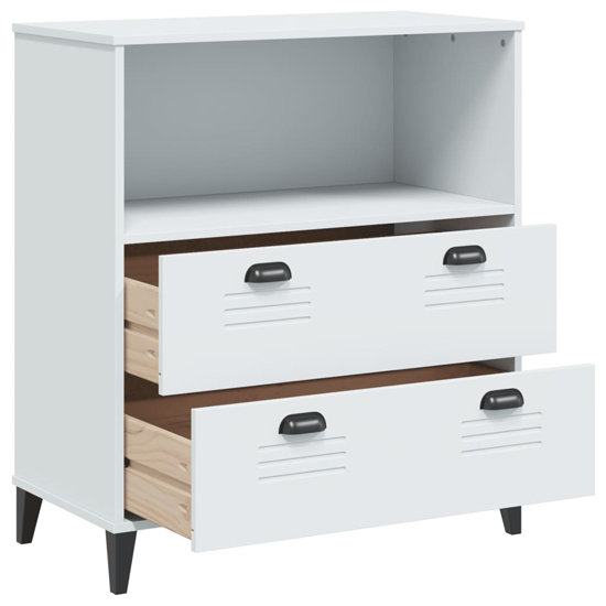 Widnes Wooden Bookcase With 2 Drawers In White