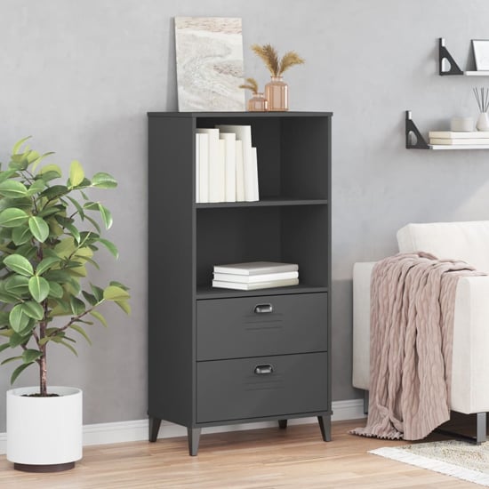 Truro Wooden Bookcase With 2 Shelves In Anthracite Grey