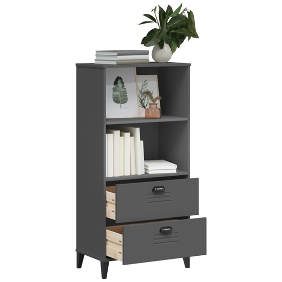 Truro Wooden Bookcase With 2 Shelves In Anthracite Grey