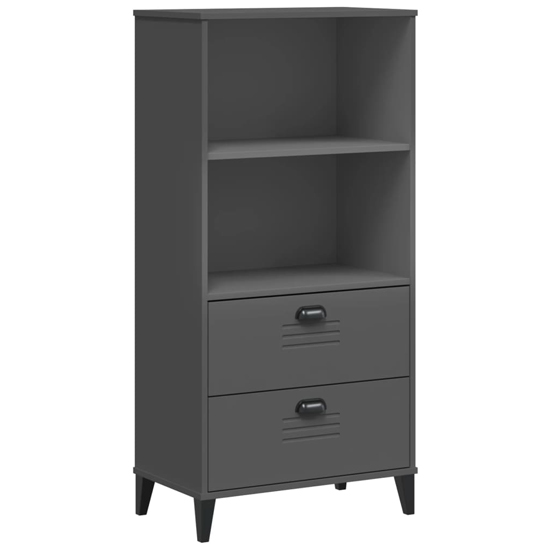 Truro Wooden Bookcase With 2 Shelves In Anthracite Grey