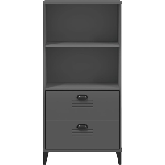 Truro Wooden Bookcase With 2 Shelves In Anthracite Grey