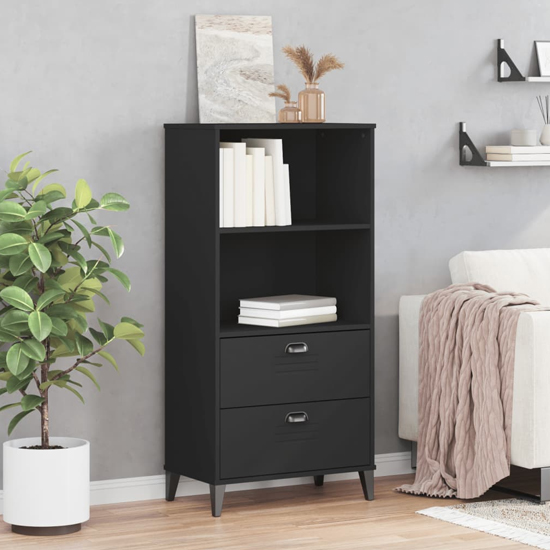 Truro Wooden Bookcase With 2 Shelves In Black