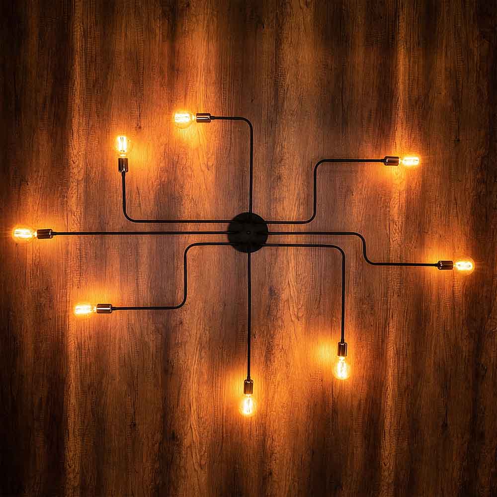 Truva Large Metal Ceiling Light in Black and Silver