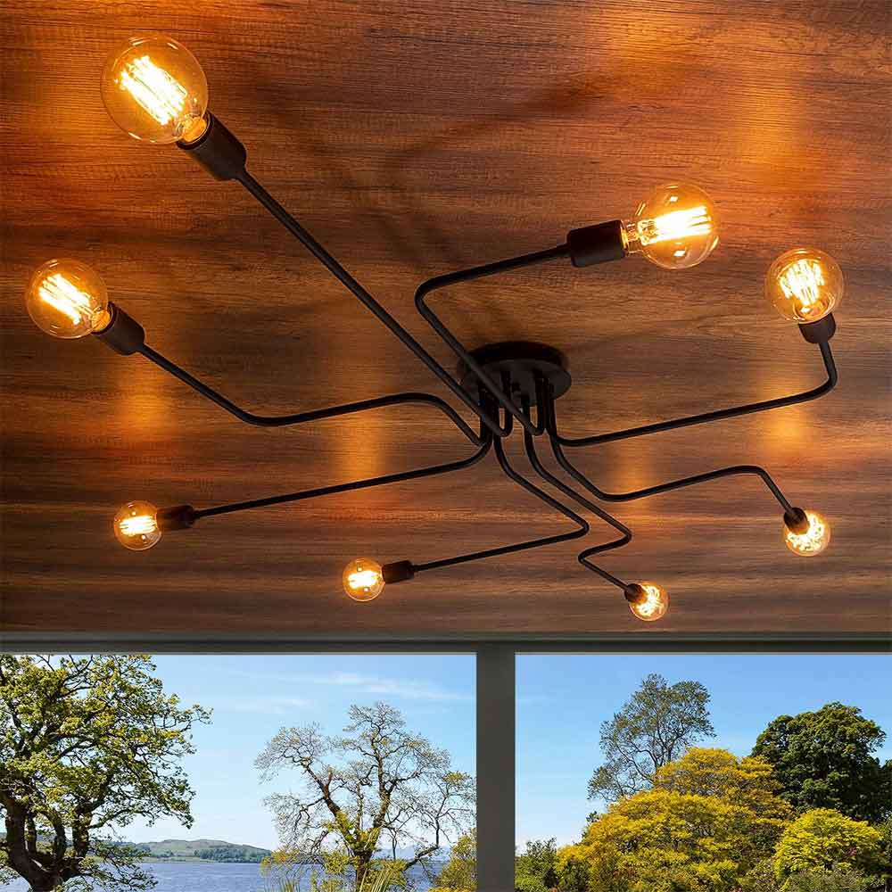 Truva Large Metal Ceiling Light in Black