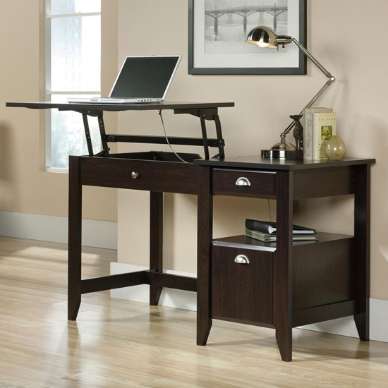 Read more about Tsaile wooden lift-up computer desk in jamocha wood